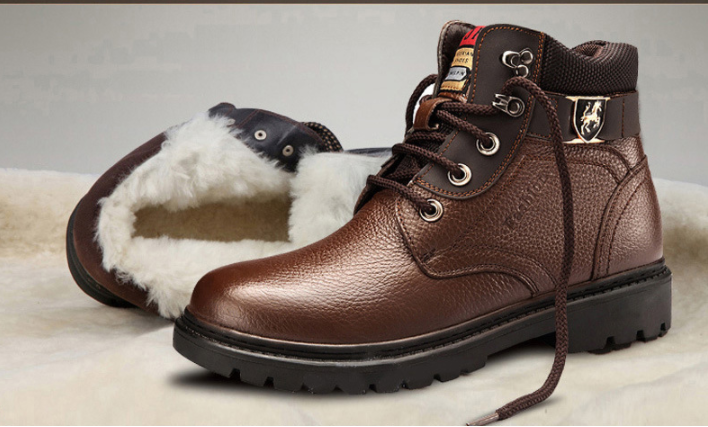 Title 10, Leather warm non-slip and fleece Martin boots