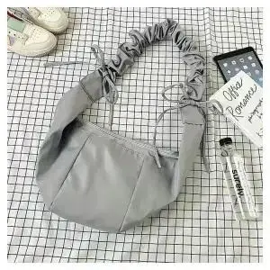 Japanese Harajuku Literary Crossbody Retro Student Dark Fold Women's Bag Grey - Shop at LoveMi