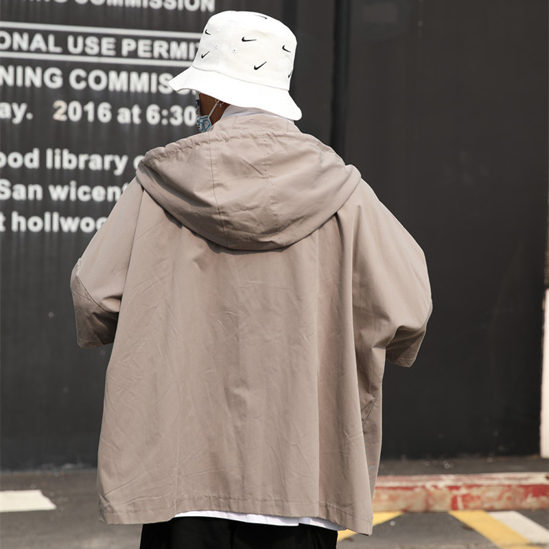 Fake Two-piece Tooling Jacket High Street Stitching Multi-pocket Loose