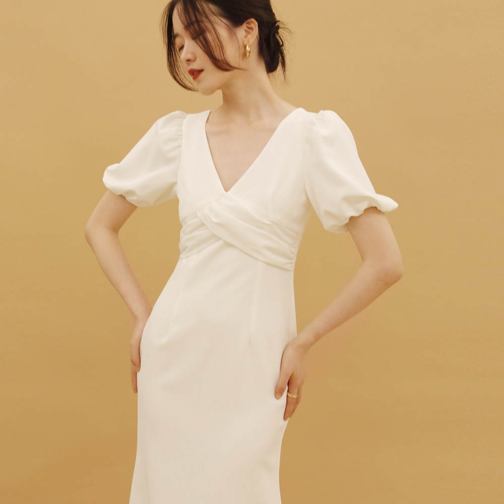 Pleated V-Neck Dress, picture 3 of 5