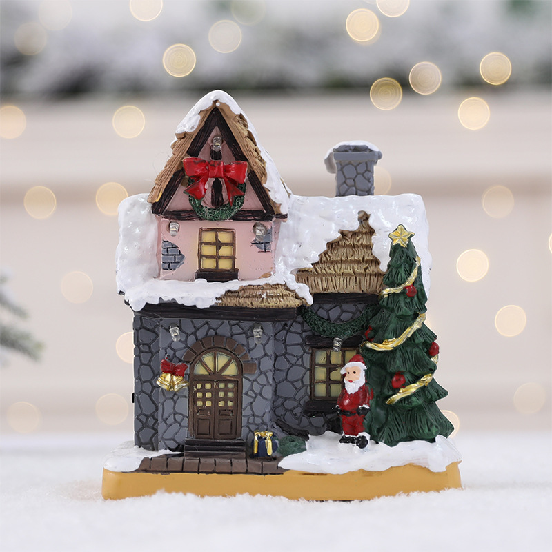Christmas Resin Luminous Small House Creative Gift Decoration