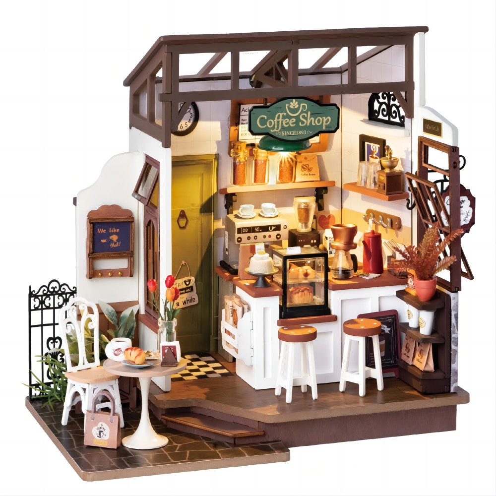 Robotime DIY Doll House With Furniture Children Green Miniature Dollhouse Wooden Kits Assemble Toy Xmas Brithday Gifts