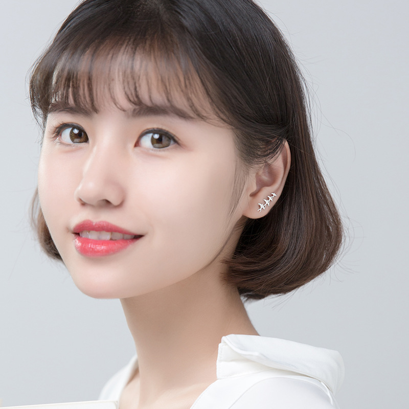 S925 Silver Asymmetric Animal Ear Row