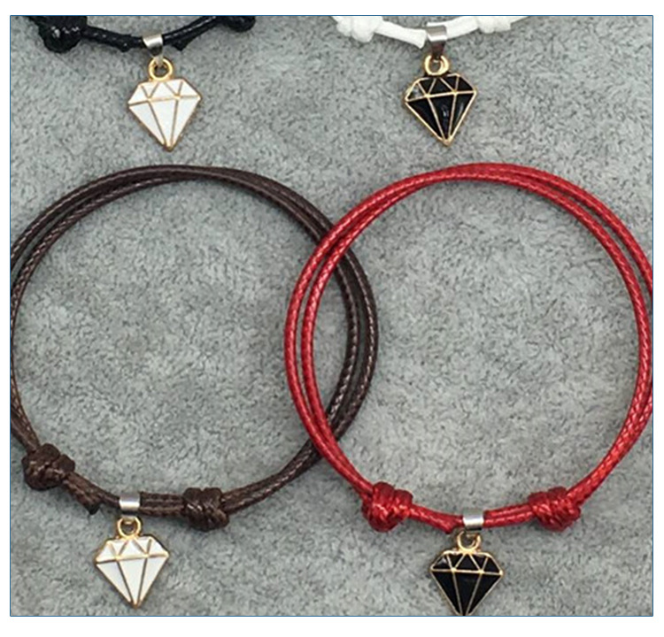 Title 4, Retro Casual Diamond Red Black Rope Couple Brac...