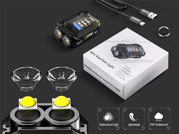 Mini LED Keychain Flashlight Rechargeable Self Protect