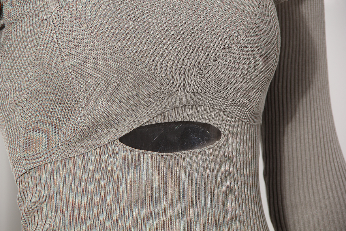 One-shoulder Irregular Hollow Slim Fit Slim Top Bottom Knit Sweater