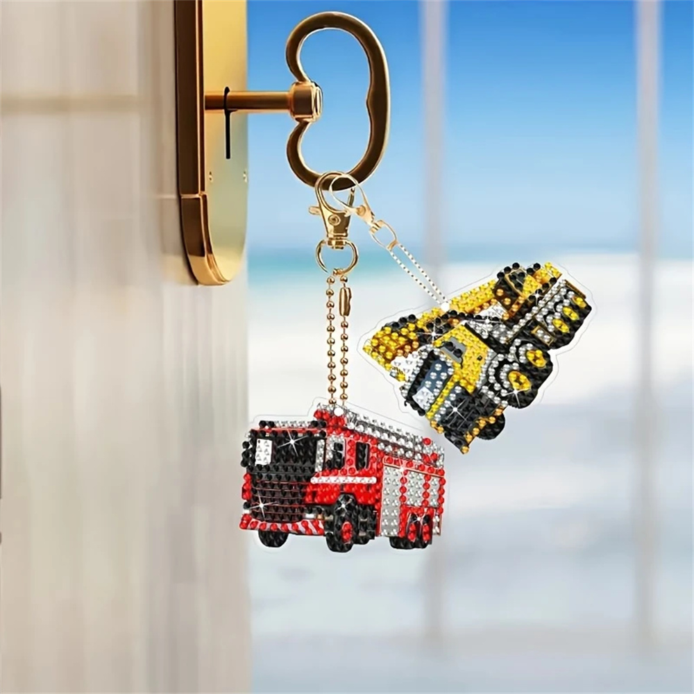 DIY Diamond Painting Keychain - Car Patterns, DIY Decorations, Diamond Kit Craft Supplies, Handmade Mosaic Painting Keychain DIY Set Suitable For Beginners, Creative Handmade Craft Gift Set