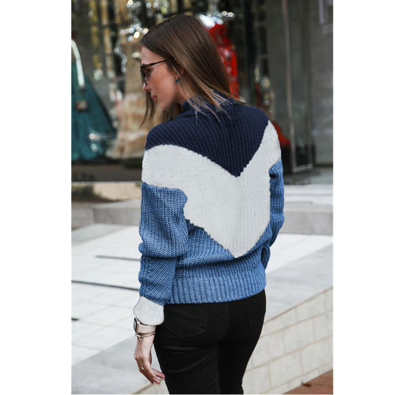 Title 6, Casual Solid Color Stitching Long Sleeved Knitt...