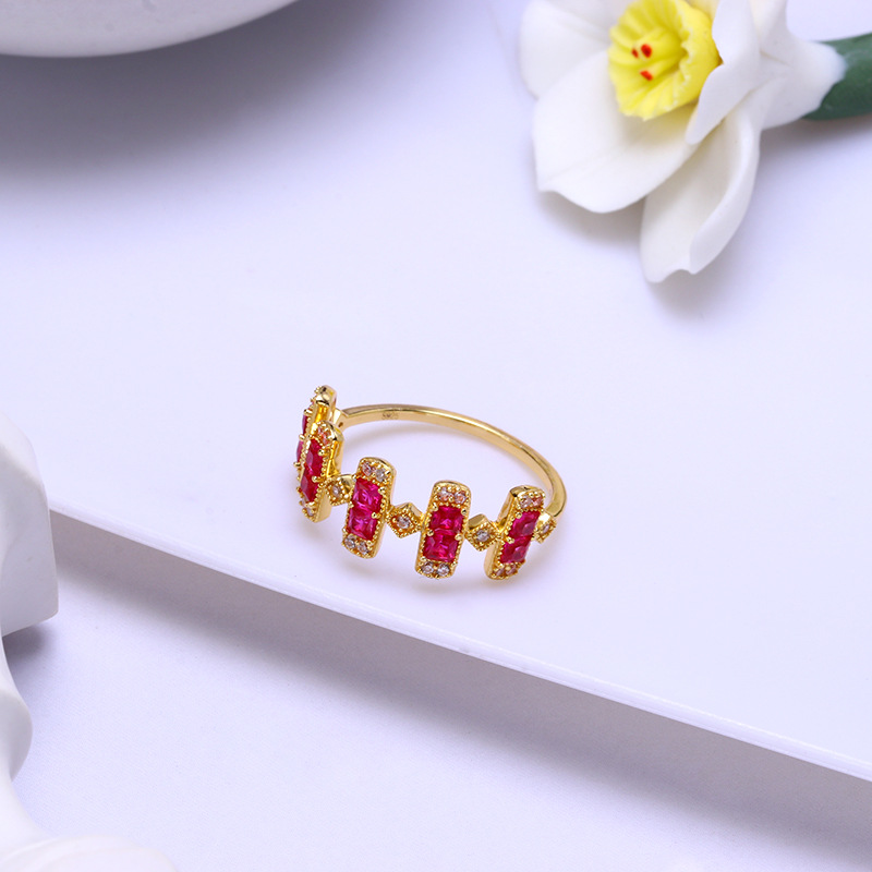 Title 2, Red Corundum Square Ring Female