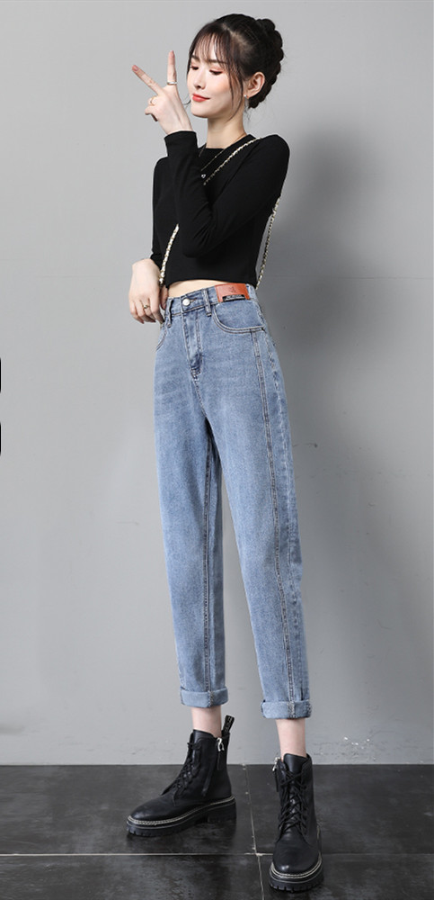 Jeans Straight Loose High Waist Daddy Harlan Women's Pants