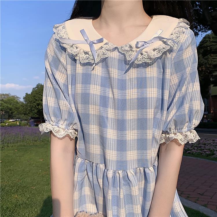Women's Loose All Match Short Sleeve Doll Collar Dress