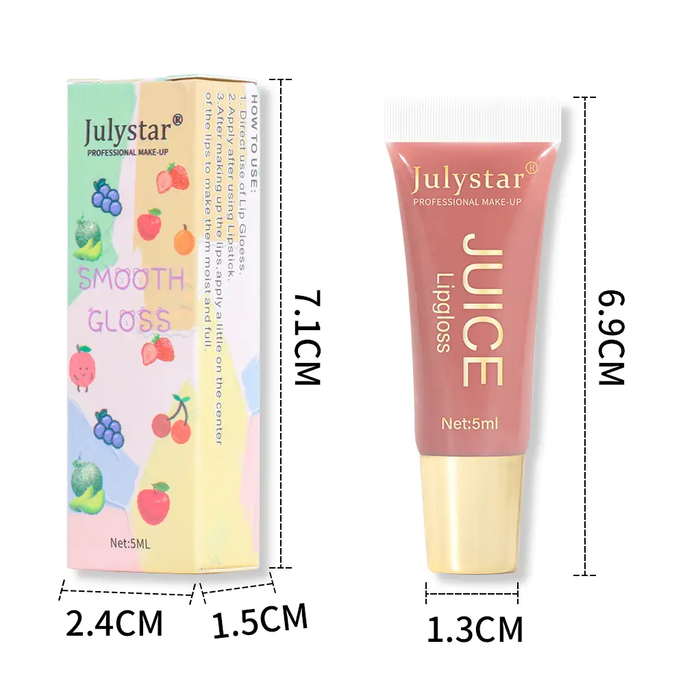 Fruit Flavor Glossy Lip Oil Natural Long Lasting Hydrating Plump Lip Gloss Moisturizing Shiny Watery Lip Tint