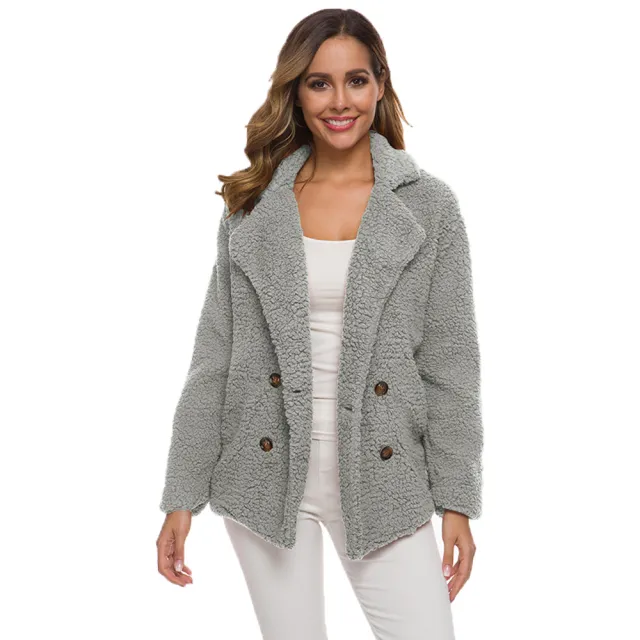 European And American Lamb Fleece Thickened Women's Sweater Coat Light Grey - Shop at LoveMi