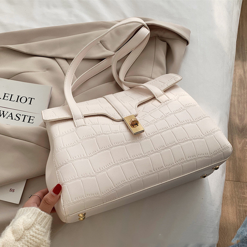 New Trendy Texture Portable Women's Bag Single Shoulder White - Shop at LoveMi