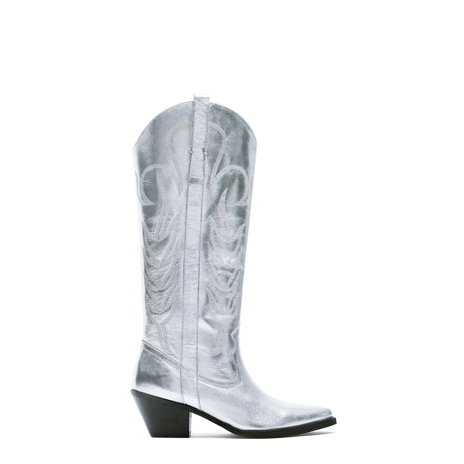 Silver Embroidered Chelsea Boots Autumn And Winter
