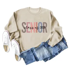Female Lettering Fashion Loose Casual Long Sleeve Sweater - Sand Color-2Xl - View 1