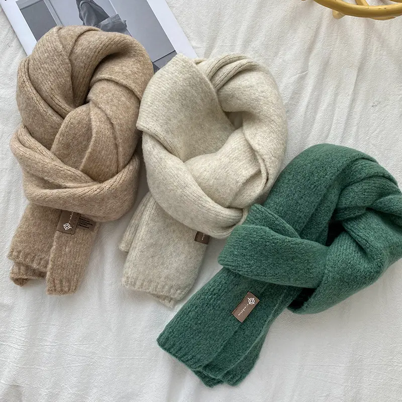 Warm Wool Scarf Women's Korean Style Sweet Version Solid