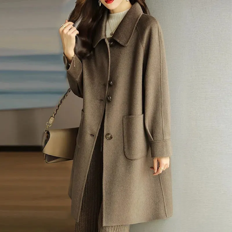 Autumn And Winter New Small Thickened Korean Version Slim Temperament In The Long Coat - Camel