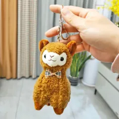 Simulation Small Alpaca Plush Pendant Keychain Doll Cute Grass Mud Horse Doll - Dark Brown - View 1