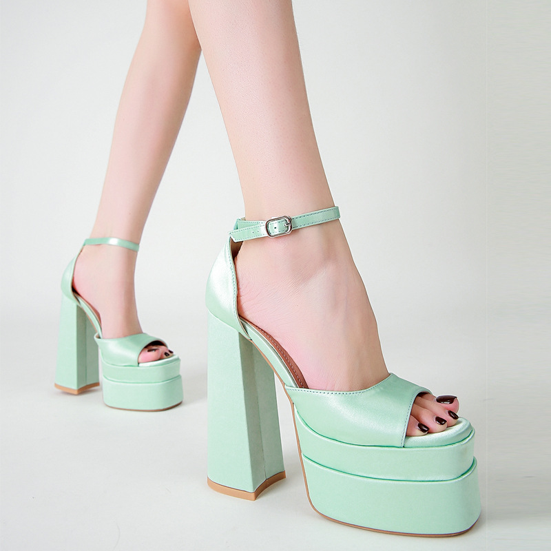 Platform Flat Slippers Hentian High Sandals Green - Shop at LoveMi