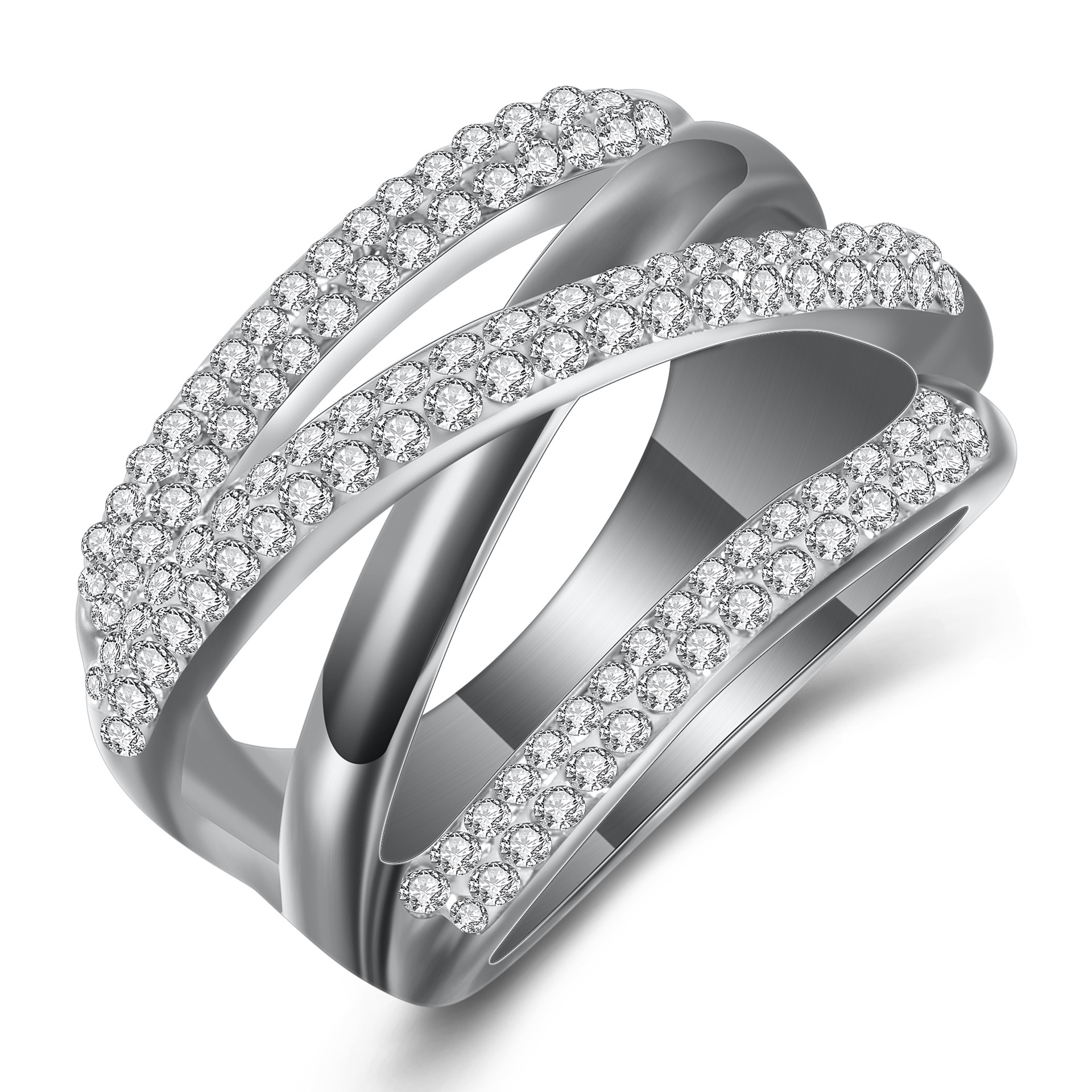 Creative Black And White Diamond Stainless Steel Ring