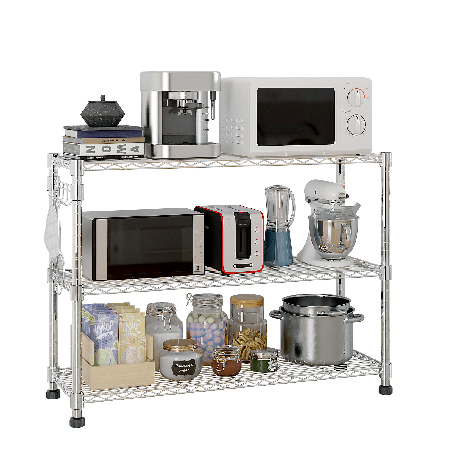 6-Tier Disassembly And Free Assembly NSF-Certified Steel Wire Shelving With Wheels product image