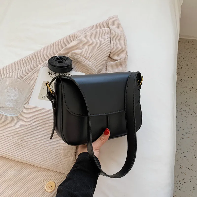 Pure Colour Casual Small Bag Trendy Fashion Simple - Black