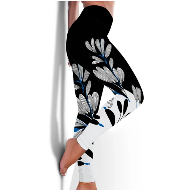 Printed Floral Butterfly Leggings High Waist Slim Yoga Pants Leggings Leaves - Shop at LoveMi