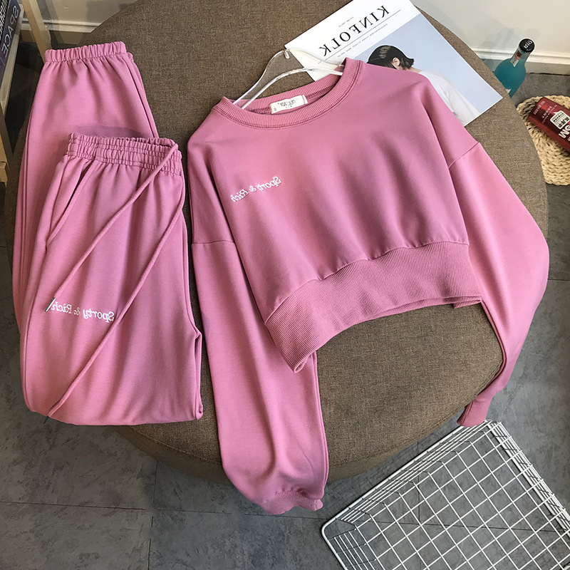 Sports New Short Long-sleeved Sweater, High-waist Trousers, Two-piece Fashion Casual Fashion