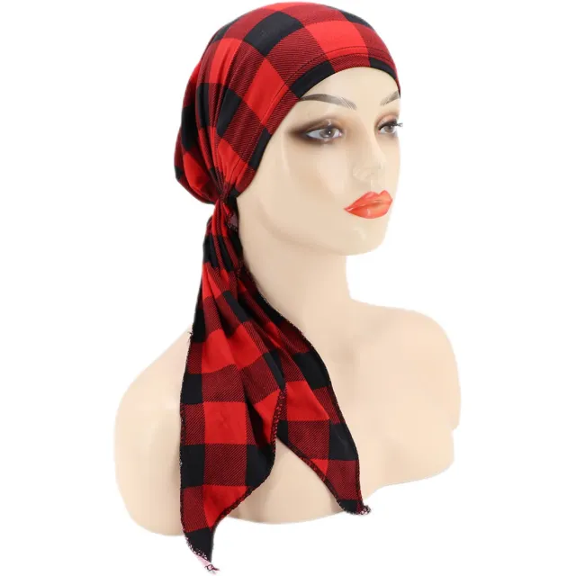Printed Long Tail Chemotherapy Hood Red And Black Grid - Shop at LoveMi