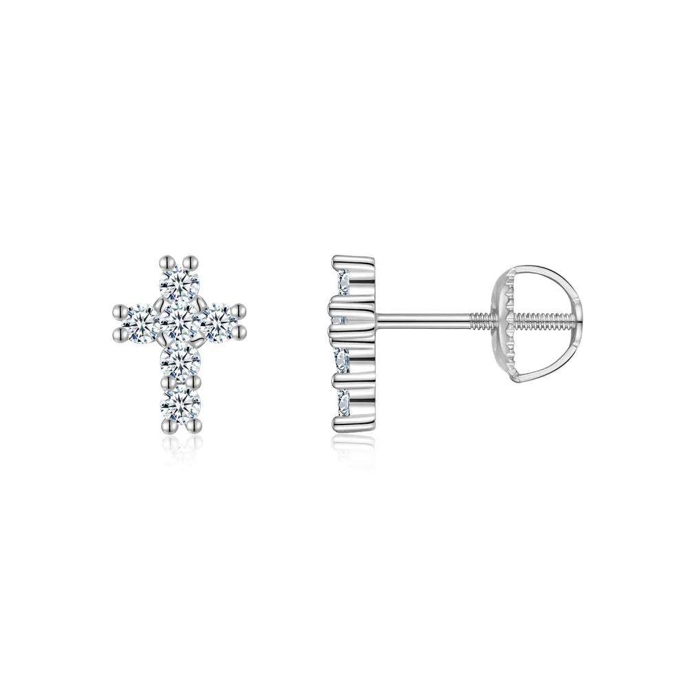 A Luxurious And Fashionable Minimalist Jewelry Earring Set Featuring Top-quality Moissanite Stones, Made Of S925 Silver Electroplated With Platinum.