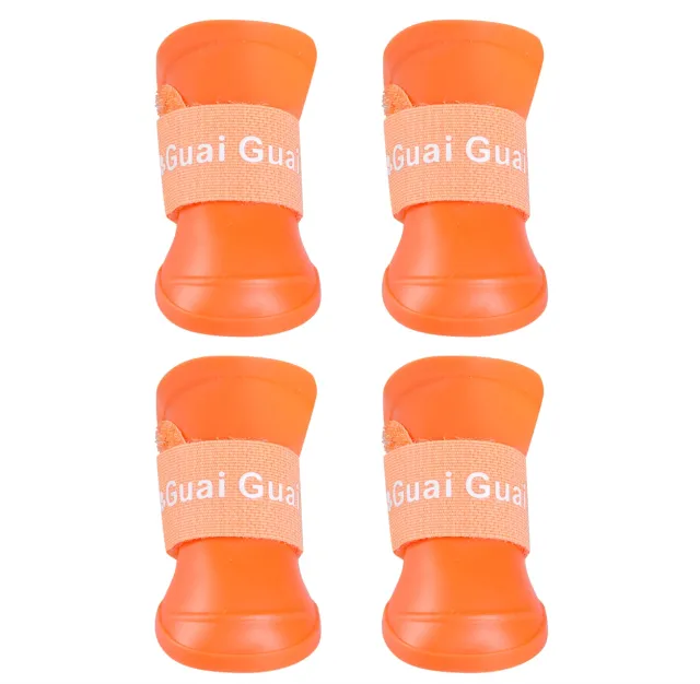Soft Non slip Wear resistant Silicone Pet Rain Boots Orange - Shop at LoveMi