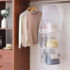 Hanging Handbag Storage Bag With 8 Pocket Wardrobe Closet Transparent Organizer Dust-proof Cover For Household Sundry Shoe Bag - 6Grid - View 1