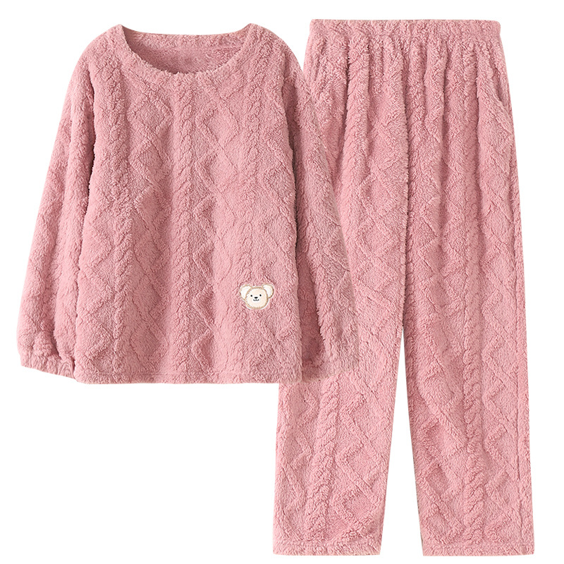 Pajamas Women Autumn And Winter Models Plush Flannel Ladies Suit - Image 3