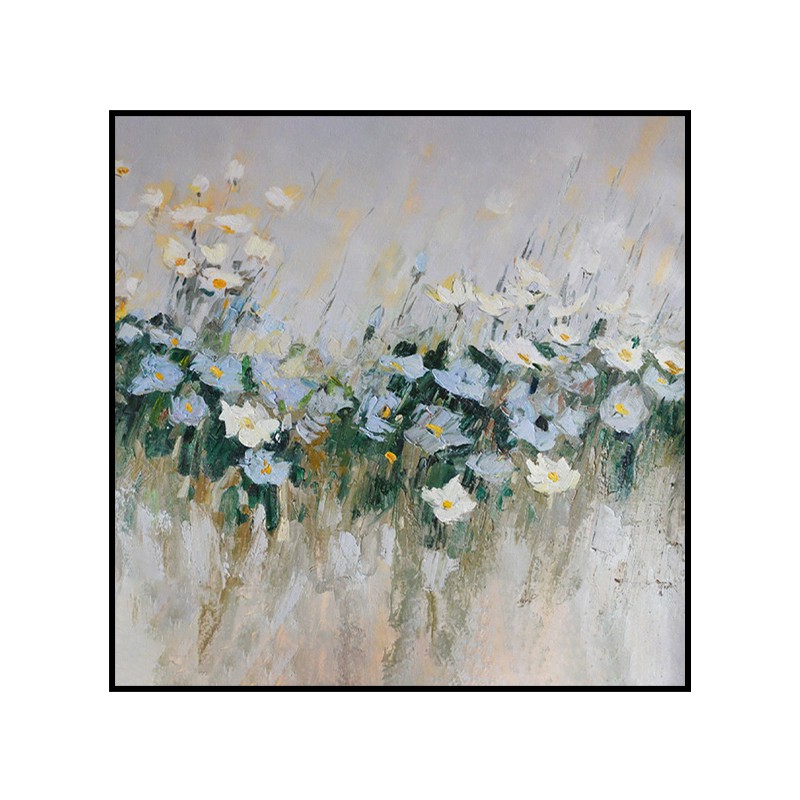 Handmade Oil Painting Canvas Wall Art Decoration Modern Blue Flowers For Home Decor Rolled Frameless Unstretched Painting Without Inner Frame - Shop at LoveMi