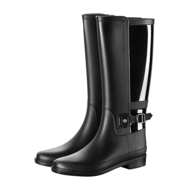 Rain Boots Ladies Water Shoes High Tube Long Tube Outer Wear Waterproof Rubber Shoes Black - Shop at LoveMi
