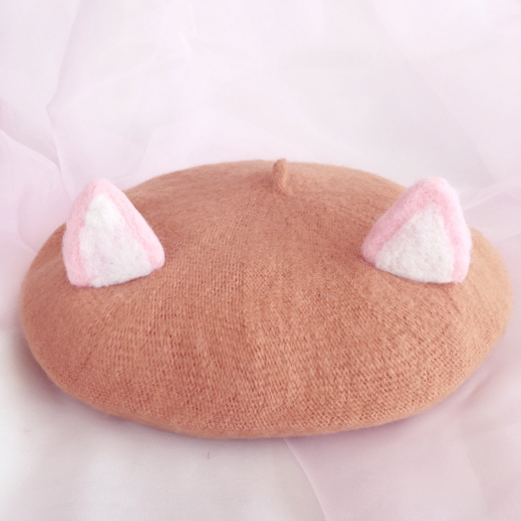 Women's Fashion Wool Tweed Soft And Cute Cat Ears Hat