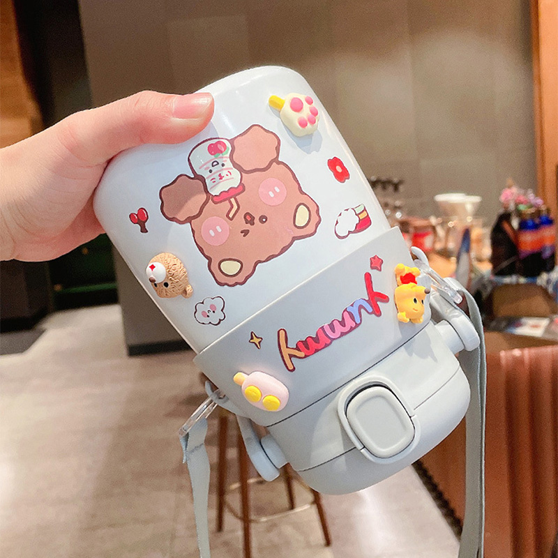 Cute Children's Straw Stainless Steel Pot Belly Cup - Image 10