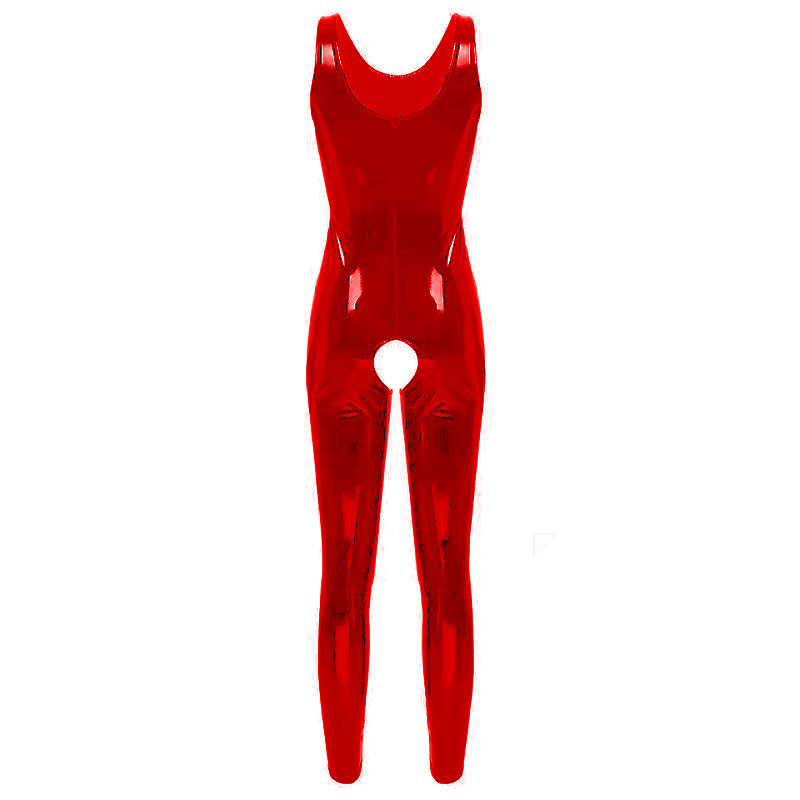 Europe And The United States PVC Bright Leather File Shaping Jumpsuit Without Peculiar Smell