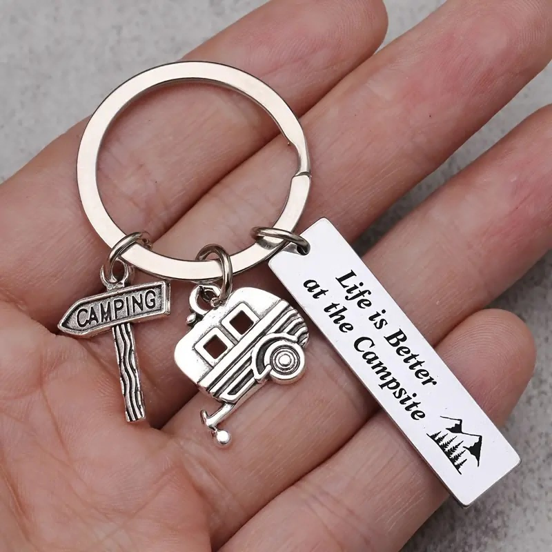4pcs  Camping Site Life Is Better Keychain, RV Camping Trail