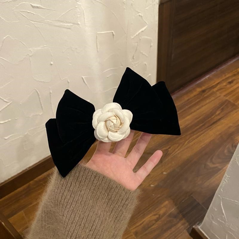 Vintage Velvet Camellia Bow Hair Clip Black Bow Tie Payment - Shop at LoveMi