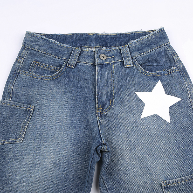 Title 12, Jeans asimétricos con estampado de estrellas re...