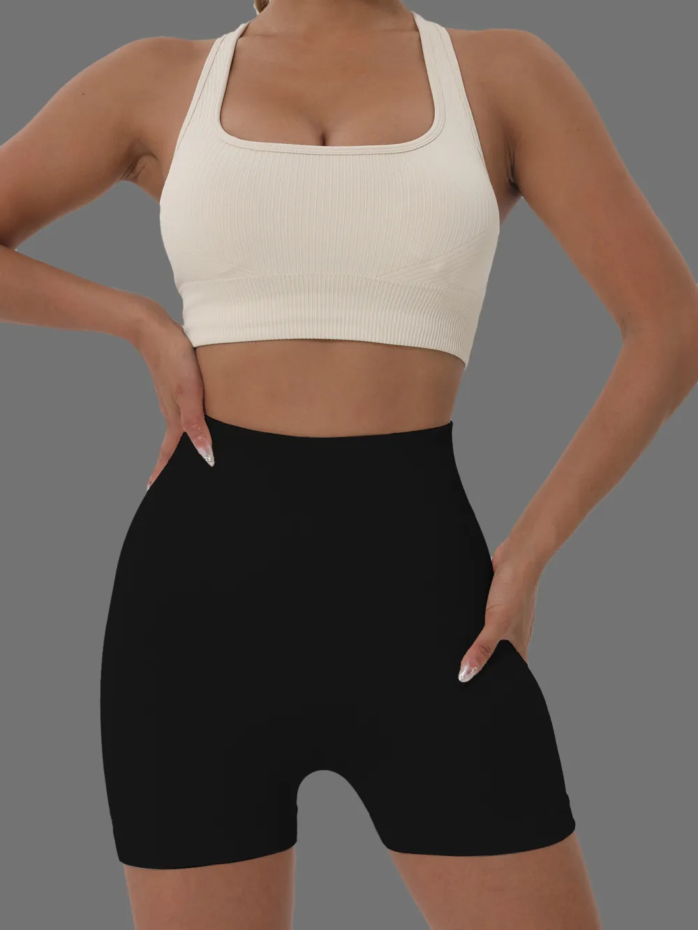 Women Ribbed Seamless Biker Shorts
