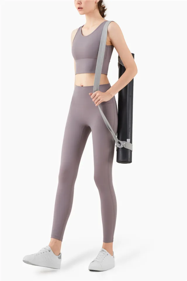 High Waist Slim Nude Sports Fitness Pants Moon Rock Color - Shop at LoveMi