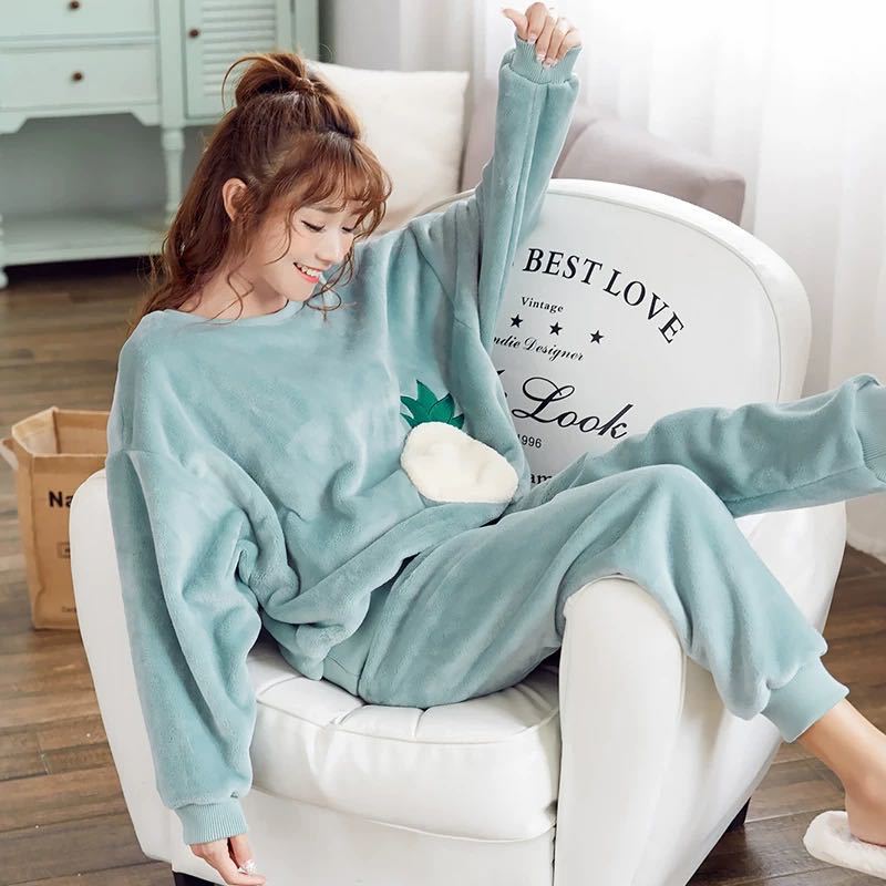 Title 9, Coral Fleece Pajamas Female Winter Thickened An...