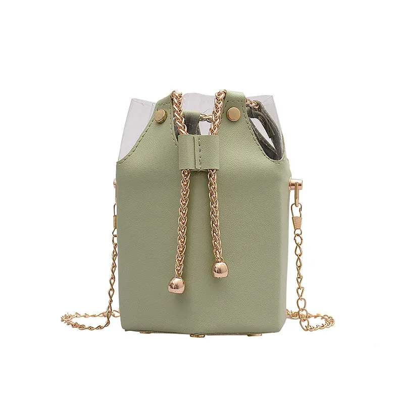Net Red Chain Bucket Casual Shoulder Bag - Green