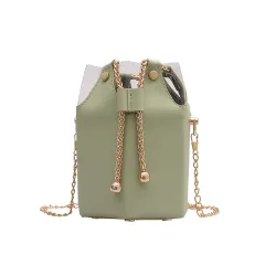 Net Red Chain Bucket Casual Shoulder Bag - Green - View 1