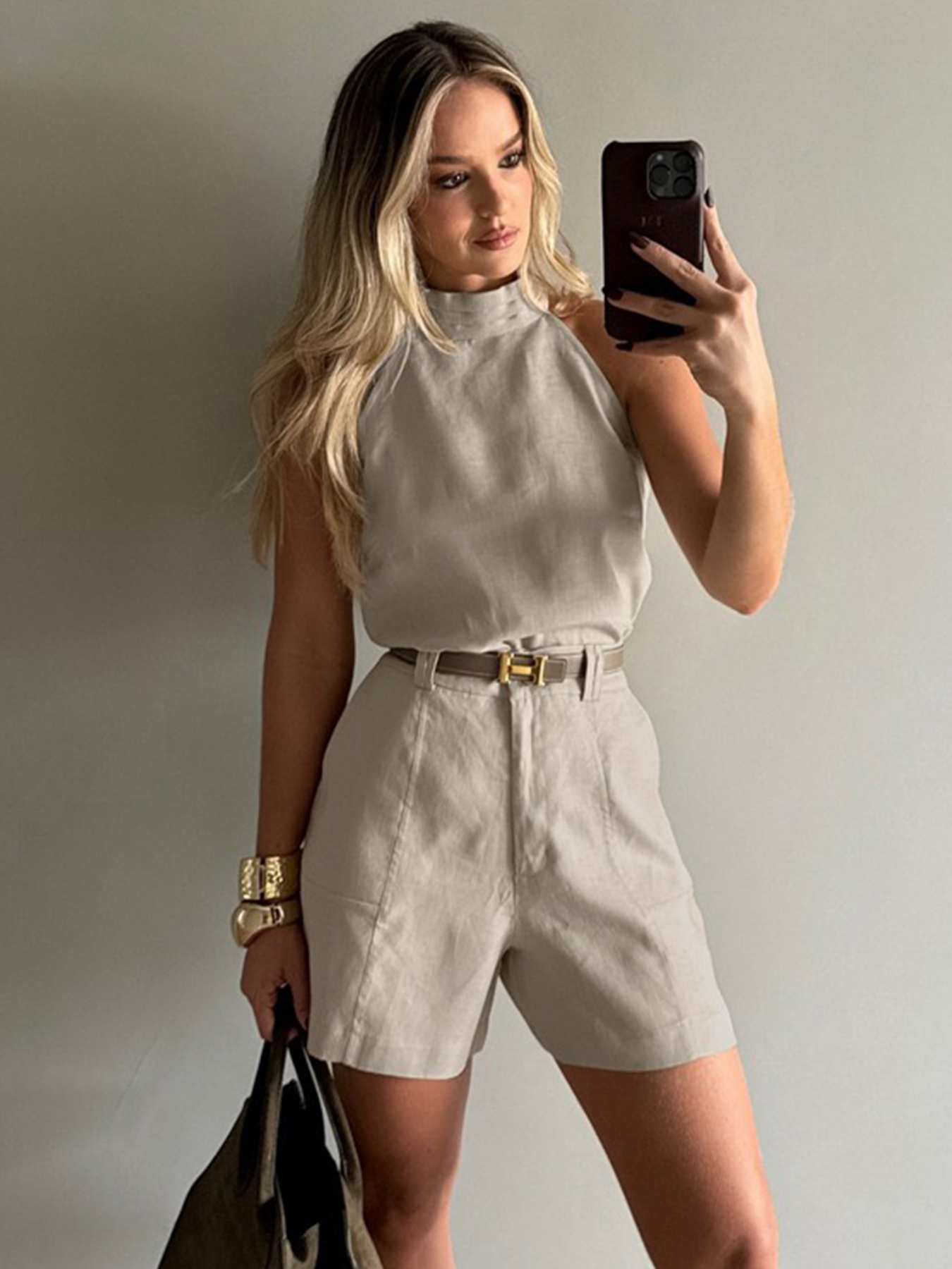 New Women's Elegant Two-piece Set Off Shoulder Sleeveless Top And High Waisted Shorts, Summer Women's Set — foto 5