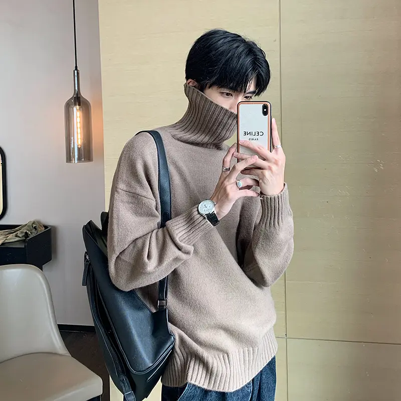 Winter Loose Lazy Harbor Style Turtleneck Sweater Men