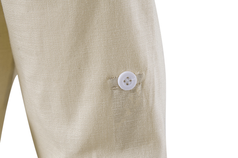 Men's Cotton Linen Shirts Long Sleeve Solid Color - 33